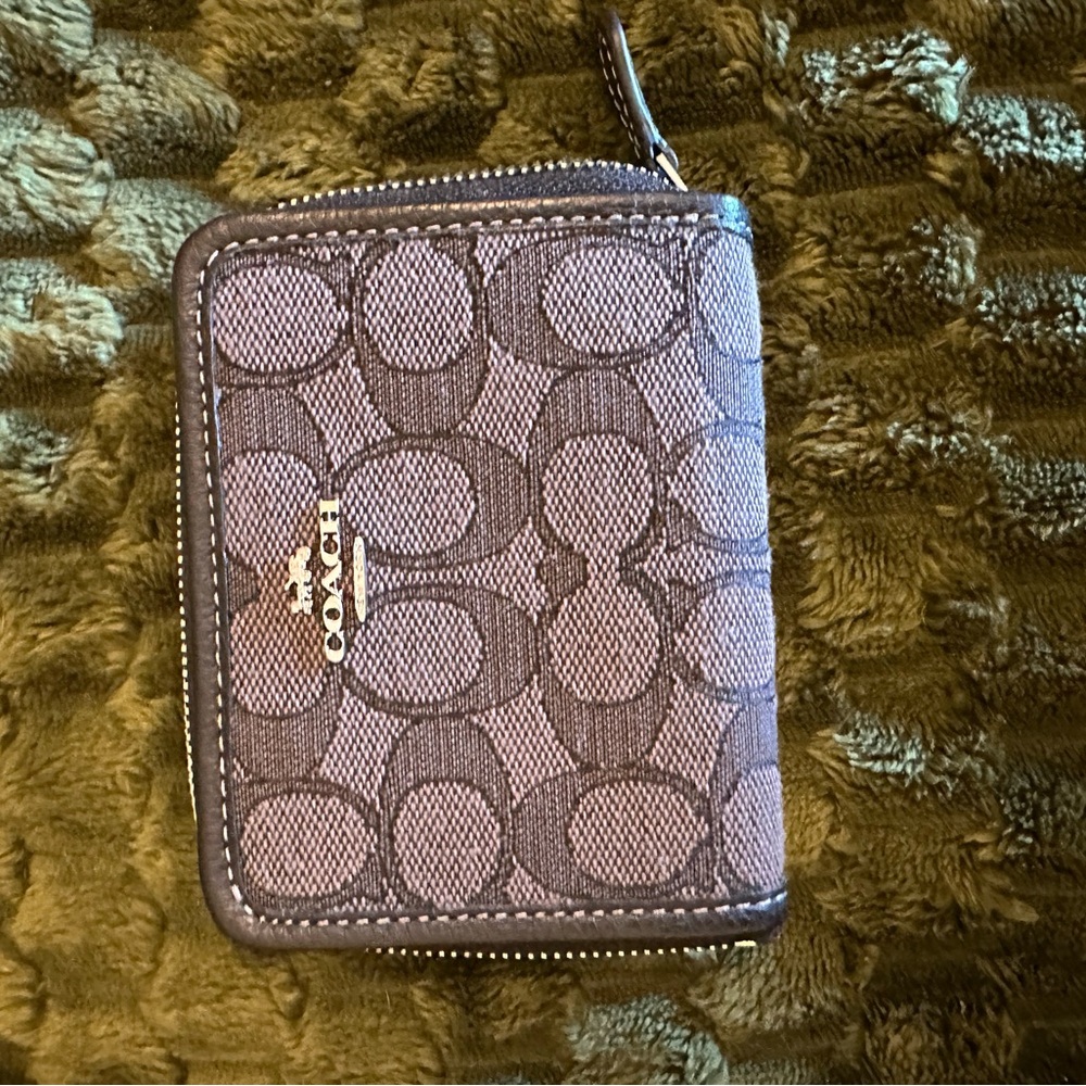 Coach Gray Signature Zip Wallet